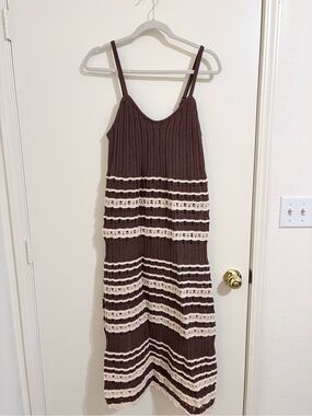 Brown and Cream Striped Knit Sundress